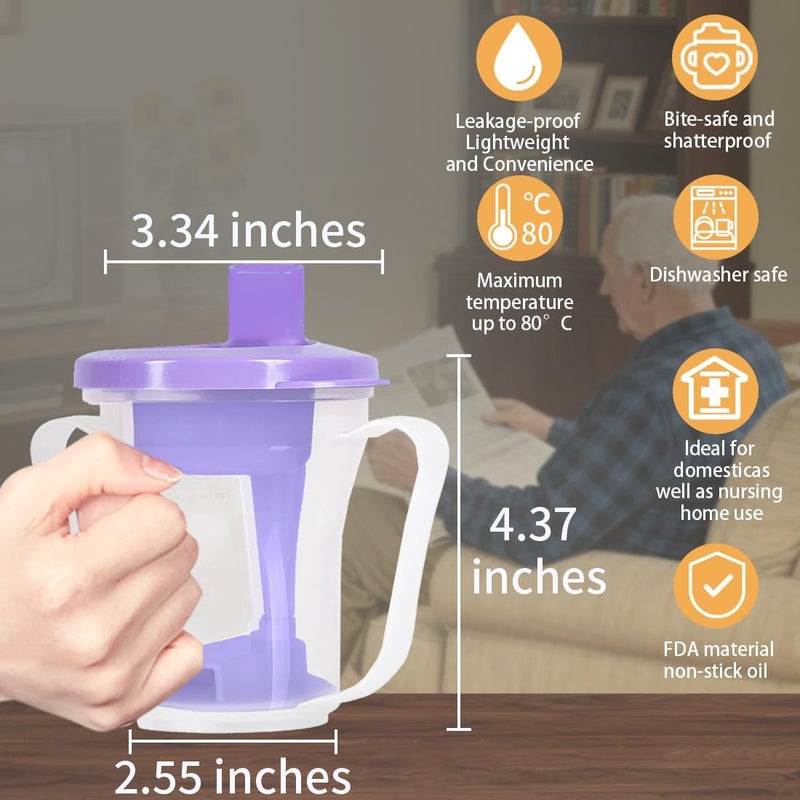 Ehucon Dysphagia Regulating Drinking Cup, Prevent Choking for Dysphagia/Dementia/Elderly,Dispenses 5~10cc or 10~15cc of Liquid Each time,Spill-Proof (Purple-Pack of 1 Count) - Image 3